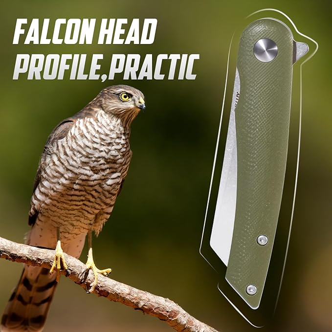 Folding Pocket Knife, 2.79??14C28N Steel Blade Micarta Handle Flipper Liner Lock Small Praxis EDC