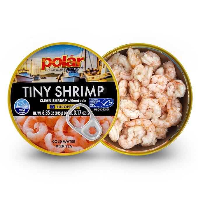 MW Polar Tiny Shrimp Without Vein 6.35 oz (Pack of 1), Wild Caught, Ready to Eat, Denmark Cold