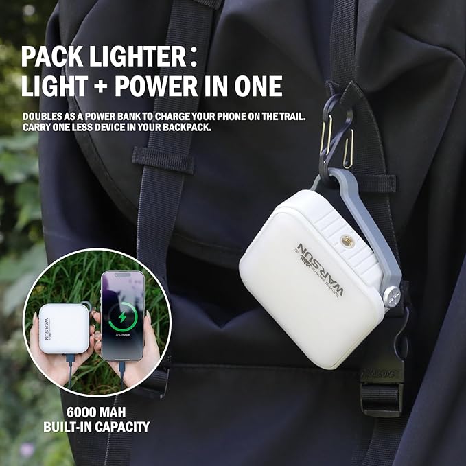 WARSUN Rechargeable Camping Lantern 1000 Lumens, 6000mAh Portable LED Light with Solar Charging, 4