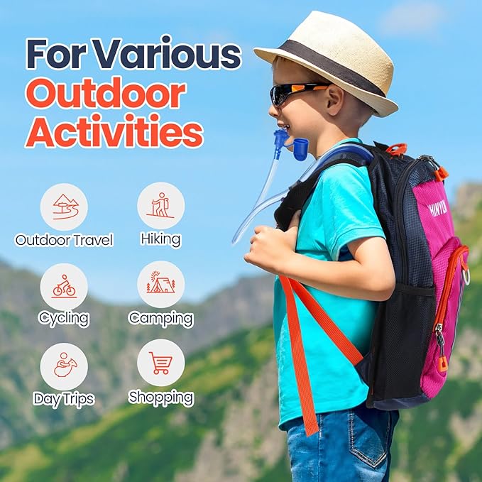 2 Pcs Kids Hydration Backpack with 1.5l Water Bladder Lightweight Kids Hiking Backpack Water