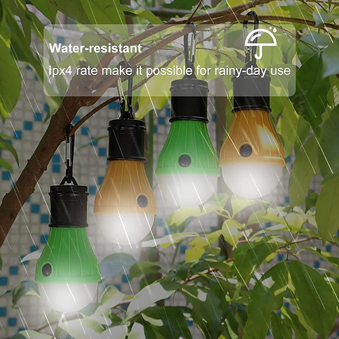 LED Camping Tent Lantern, Portable Outdoor Waterproof Emergency Light Bulb, Battery Powered with