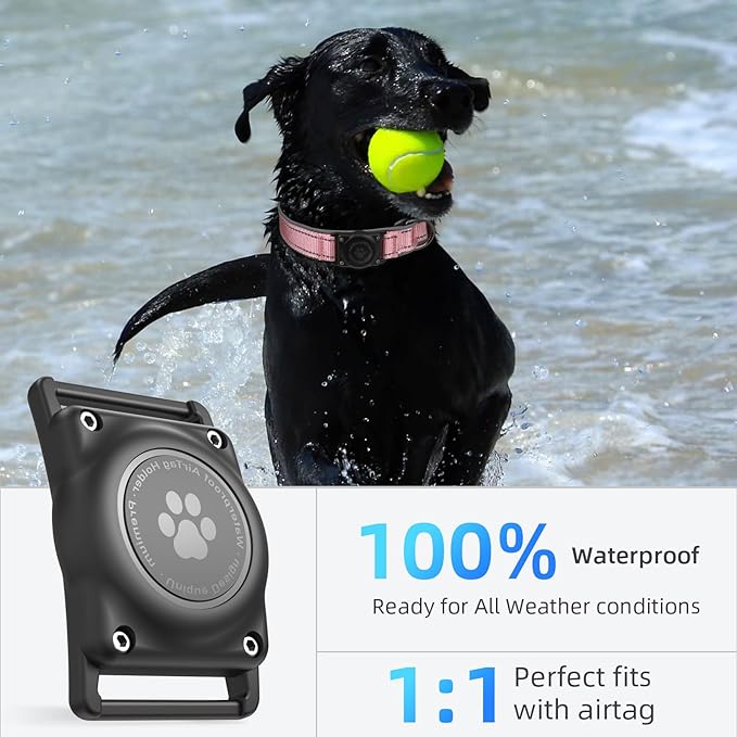 Airtag Dog Collar - 100% Waterproof AirTag Holder, Reflective, Soft Padded, Everlasting GPS Collar