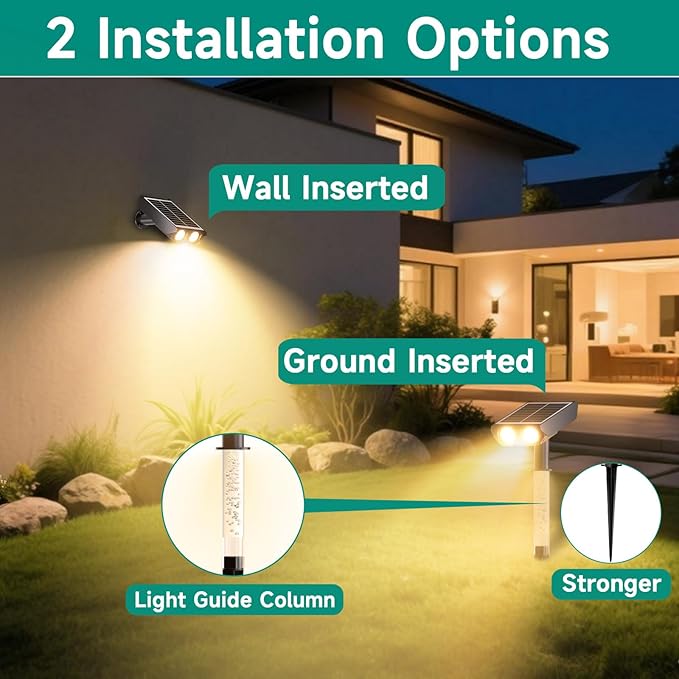 Solar Lights Outdoor Waterproof: 2 IN 1 Solar Spot Lights with 2 Lighting Modes & PC Light Guide