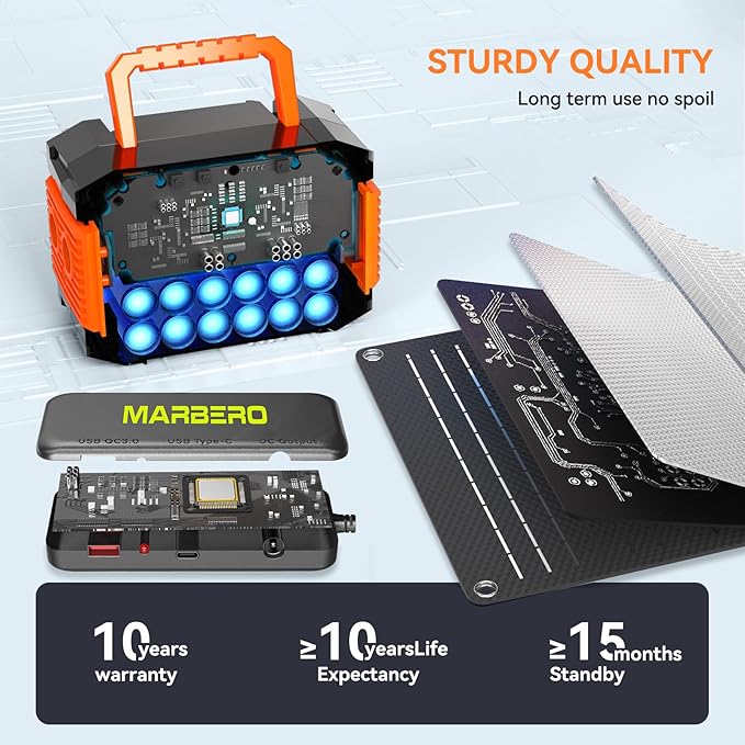 MARBERO 88.8Wh Portable Power Station with 30W Solar Panel 150W Peak Camping Solar Generator Power
