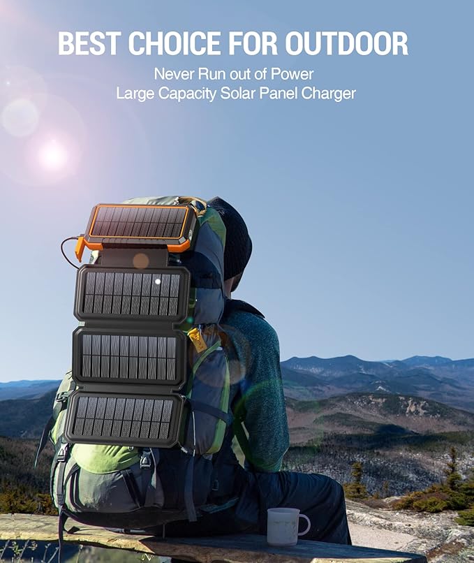 BLAVOR Solar Charger Power Bank, PD 18W Fast Charging 20000mAh Battery Pack with 4 Foldable Panels