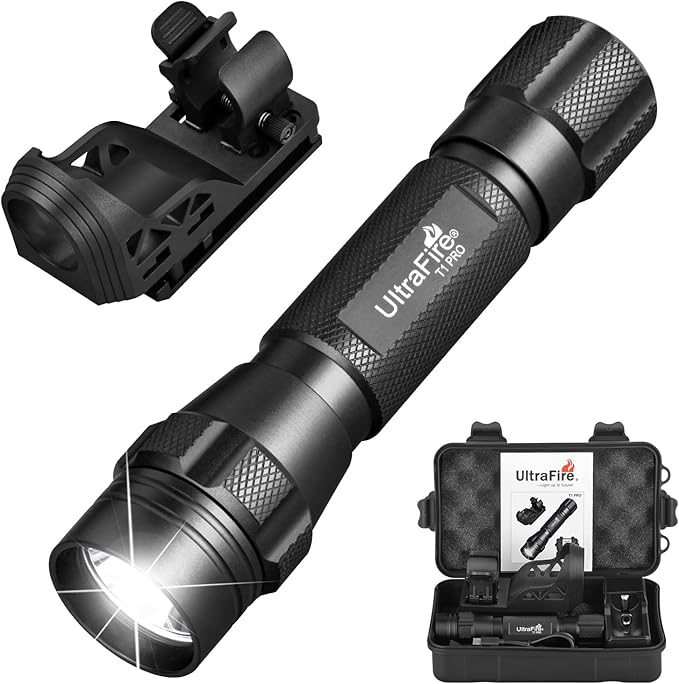 ULTRAFIRE 1000 High Lumen Tactical EDC Flashlight with Holster,Single Mode Police Flashlight with