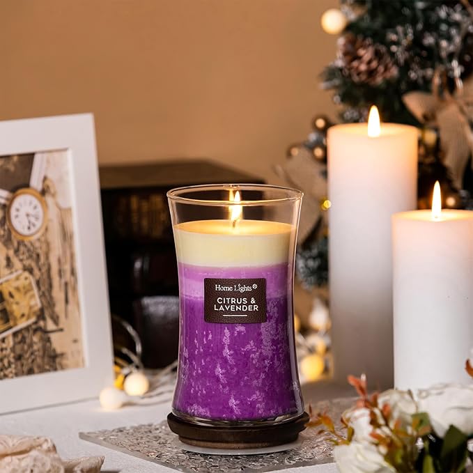 HomeLights 3-Layer Candles for Home Scented, 21.52 OZ Natural Soy Wax Scented Candles Burns Up to