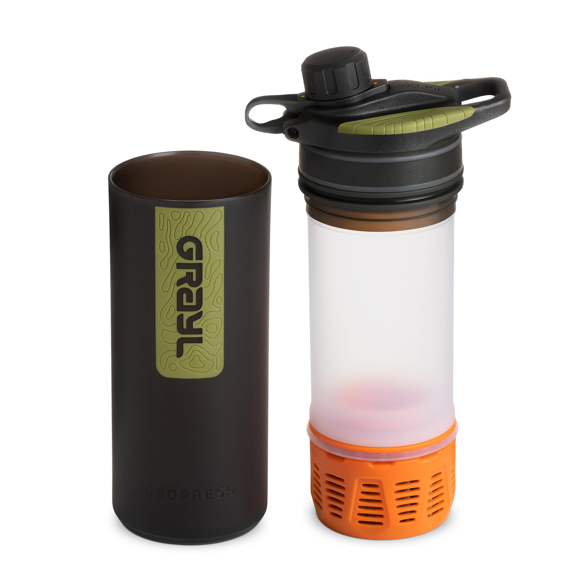 GRAYL GeoPress 24 oz Water Purifier & Water Filter Bottle, Black Camo