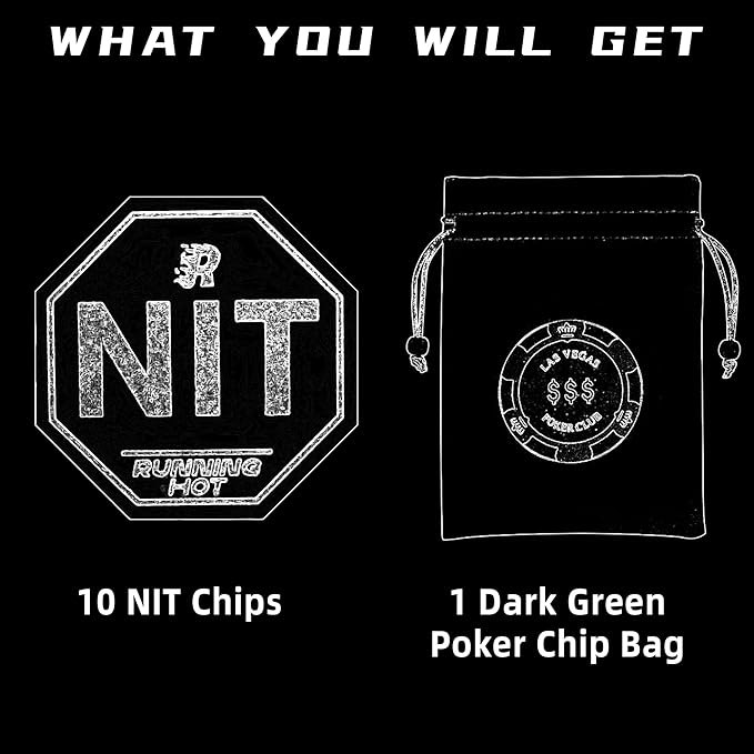 RUNNING HOT Nit Button Set for Texas Hold'em & Omaha Poker (Pack of 10) - Professional Chips for