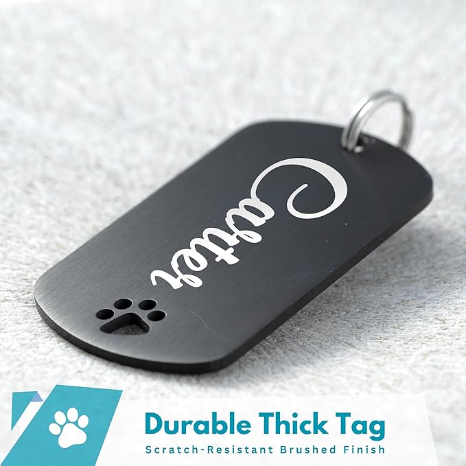 Ultra Joys Dog Tags Personalized for Pets - Hollow Paw Custom Pet ID Tag - Engraved Dog Tag for