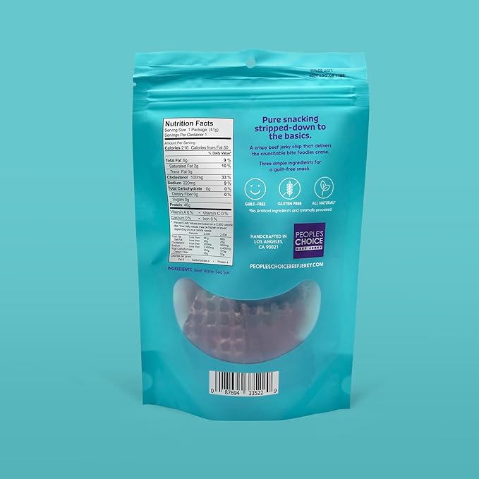 People's Choice Beef Jerky - Jerky Crisps - Naked - Three Ingredients - Beef, Water, Sea Salt