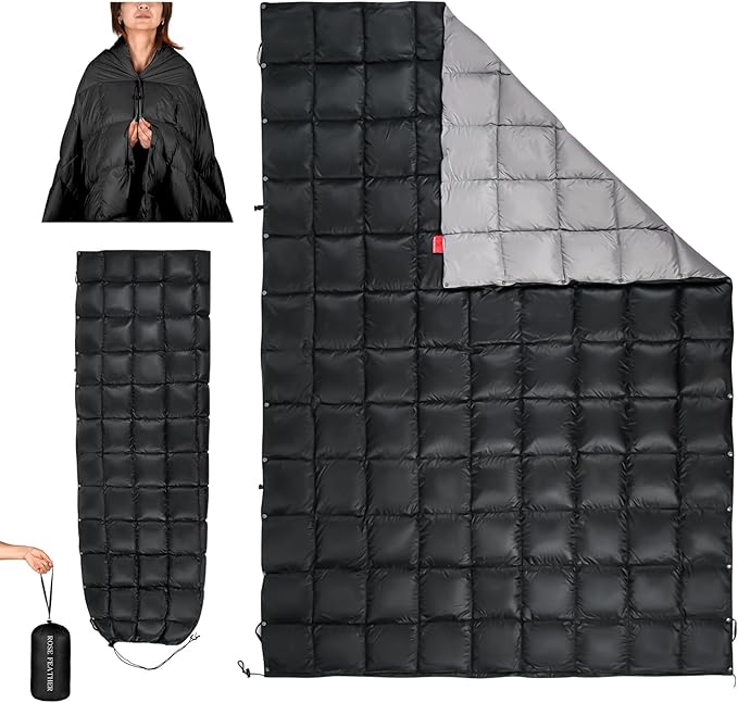Down Camping Blanket, Muti-Use Outdoor Travel Blanket, Puffy Sleeping Bag Blanket, Waterproof