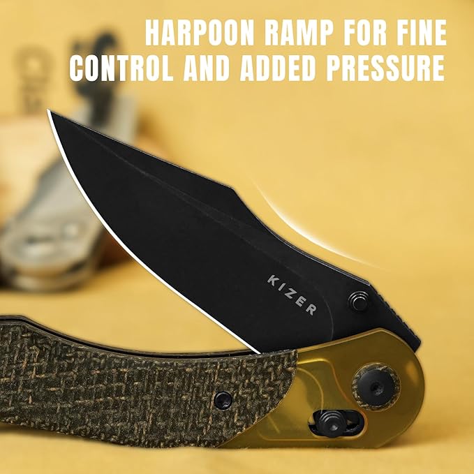 Kizer Mini Mystic Pocket Knife, 3.2" 154CM Blade EDC Hunting Survival Knife with Black Burlap