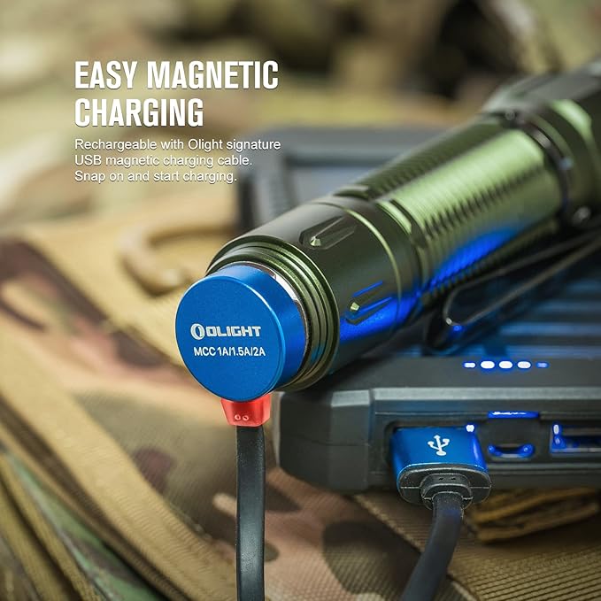 OLIGHT Warrior 3S 2300 Lumens Rechargeable Tactical Flashlight, Compact Dual-Switches LED Bright