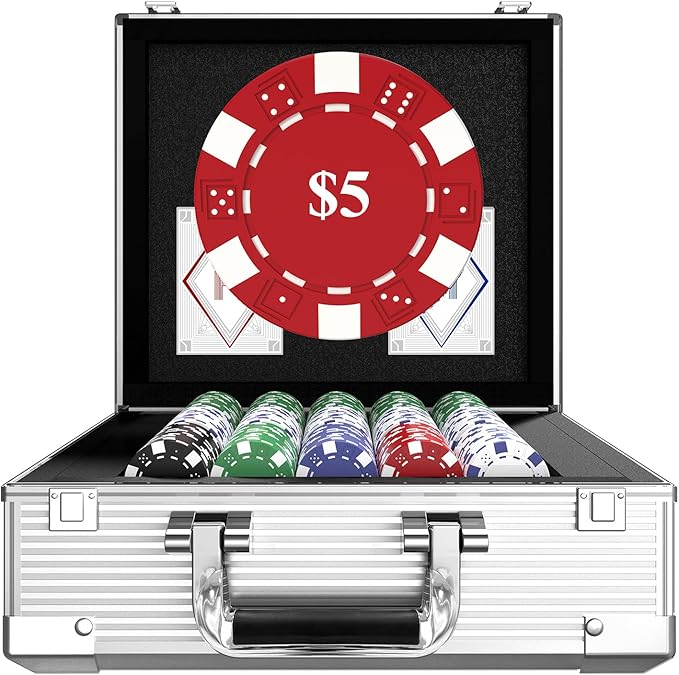 Poker Chips with Denominations, 600-pcs 11.5g Weighted Numbered Casino Chips Set, 2 Decks with
