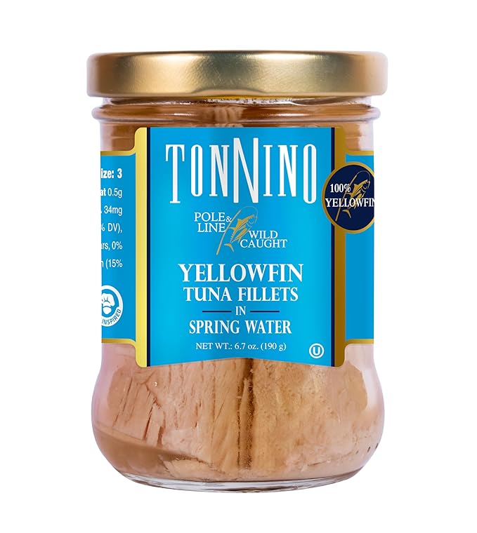 Tonnino Tuna Fish Yellowfin Pole&Line - Spring Water ??Pack of 6 ??Alternative to Salmon ??Protein