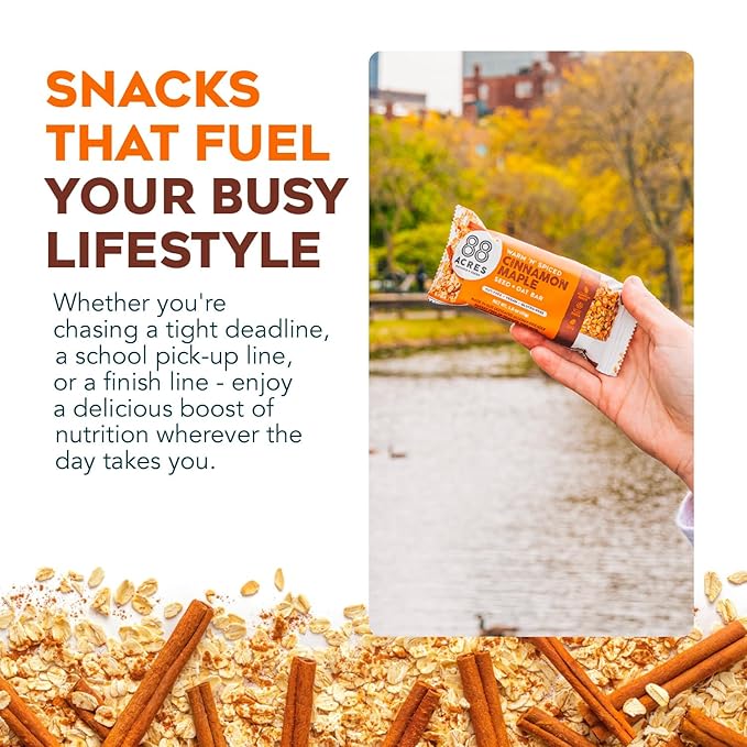 88 Acres Granola Bars | Cinnamon Maple | Gluten Free, Nut-Free Oat and Seed Snack Bar | Vegan & Non