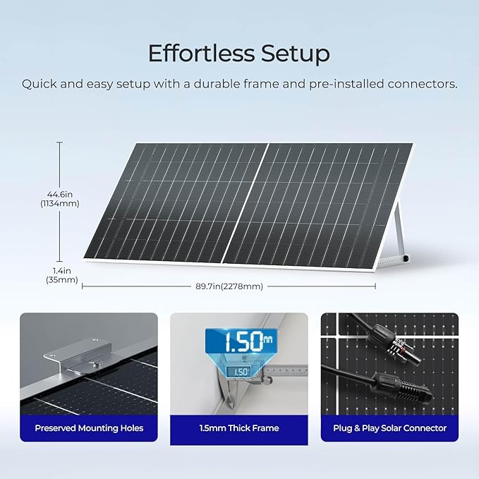 Renogy Solar Panels Bifacial 10Pcs 590 Watt N-Type Monocrystalline 12V 16BB Solar Panel, 25% High