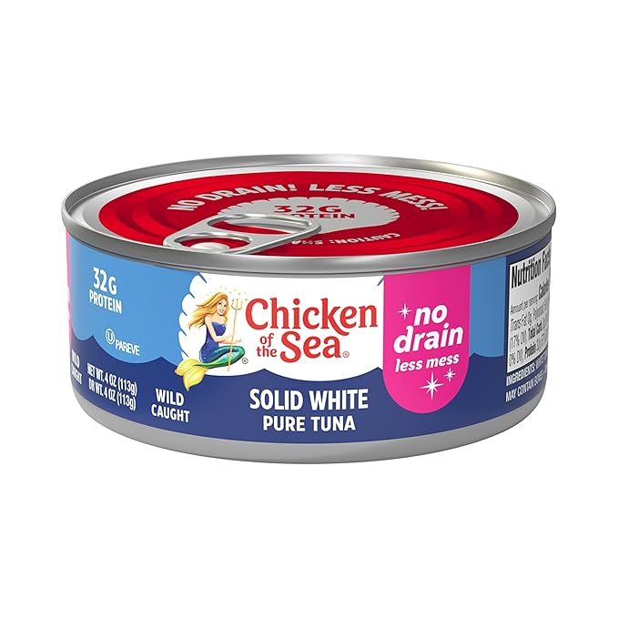 Chicken of the Sea Solid White Pure Tuna, Wild Caught, No Drain, 4 oz. Can (Pack of 24)