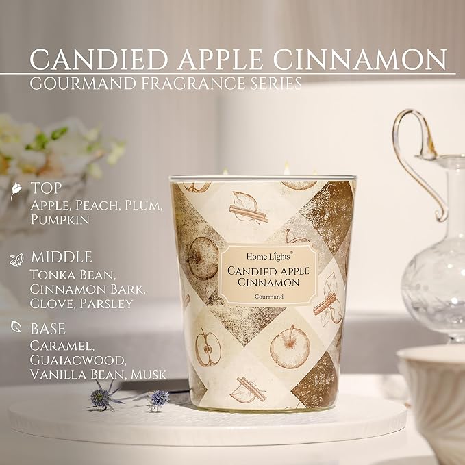 HomeLights 3-Wick Candles for Home Scented - 34oz Soy Wax Blend Candle Long-Lasting Fragrance