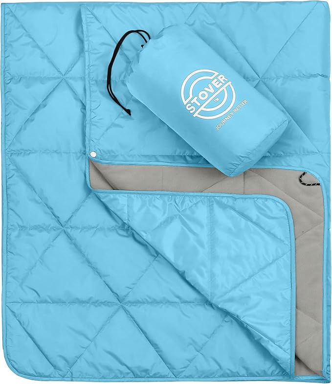 STOVER Outdoor Waterproof Fleece Travel Blanket for Camping, Picnics, Stadiums, Sports, The Beach