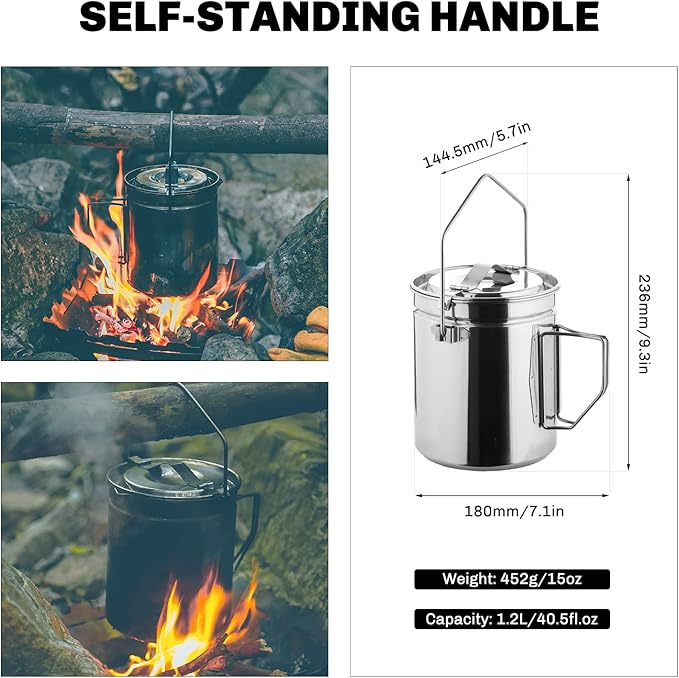 Firemaple Antarcti Stainless Steel Pot - Food Grade SUS304 Camping Pot with Steaming Function