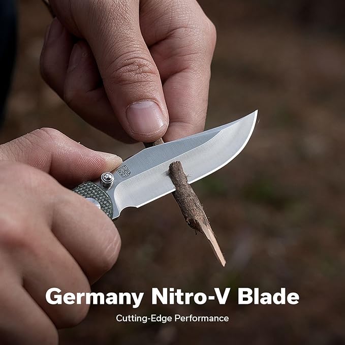 CIVIVI Clingman EDC Pocket Folding Knife with Titanium Reversible Clip, 2.99" Nitro-V Blade Micarta