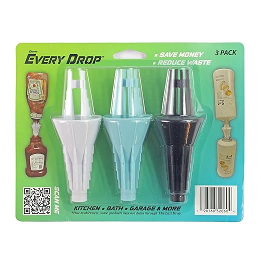 Every Drop 3 Pack Universal Bottle Emptying Kit Transfer Connector for Soap, Lotion, Shampoo