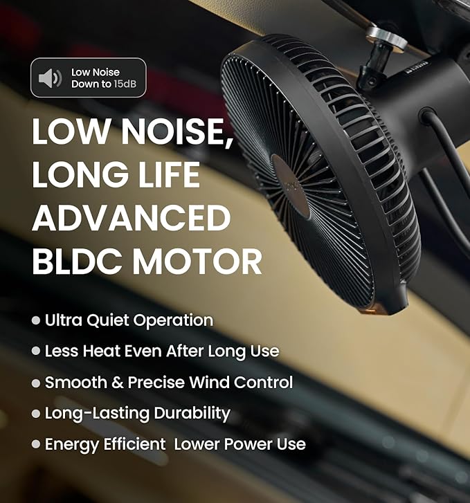 Claymore V1040 Black Rechargeable Portable Fan ??10,400mAh Power Bank Function Remote Control