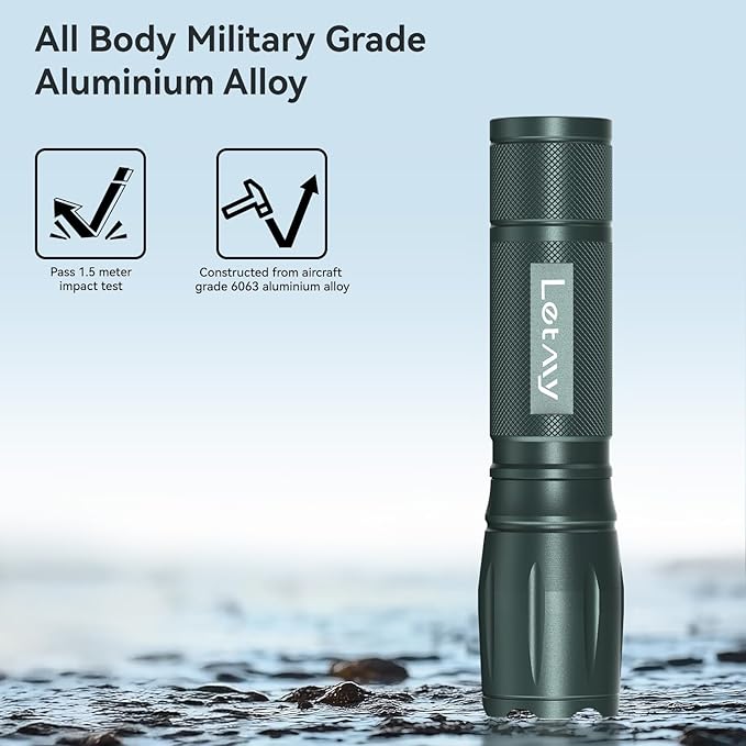 LETMY Tactical Flashlight - 2 Pack Bright Military Grade LED Flashlights High Lumens - Portable