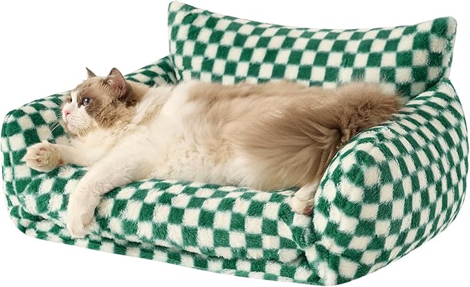 Hollypet Cat Bed Fluffy Plush Mutifuctional Double-Layer Soft Pet Couch Orthopedic Sofa Nest Beds