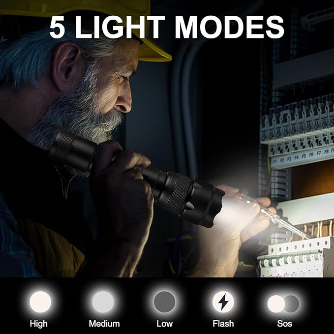 ULTRAFIRE WF-502B LED Tactical Flashlight, 5 Modes 1000 High Lumens Flashlight Torch with Duty Belt
