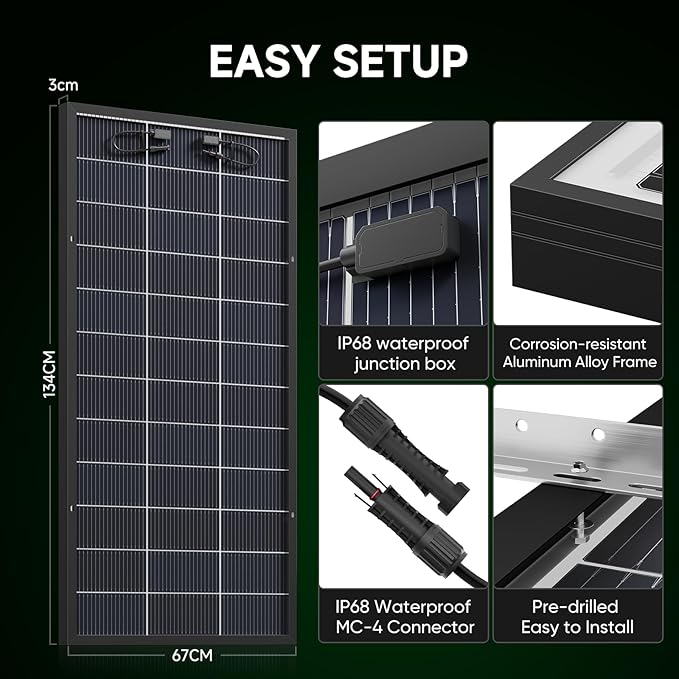 Bifacial 800 Watt Solar Panels 200 Watt Solar Panel 4 Pack 18BB Monocrystalline A+ Cell
