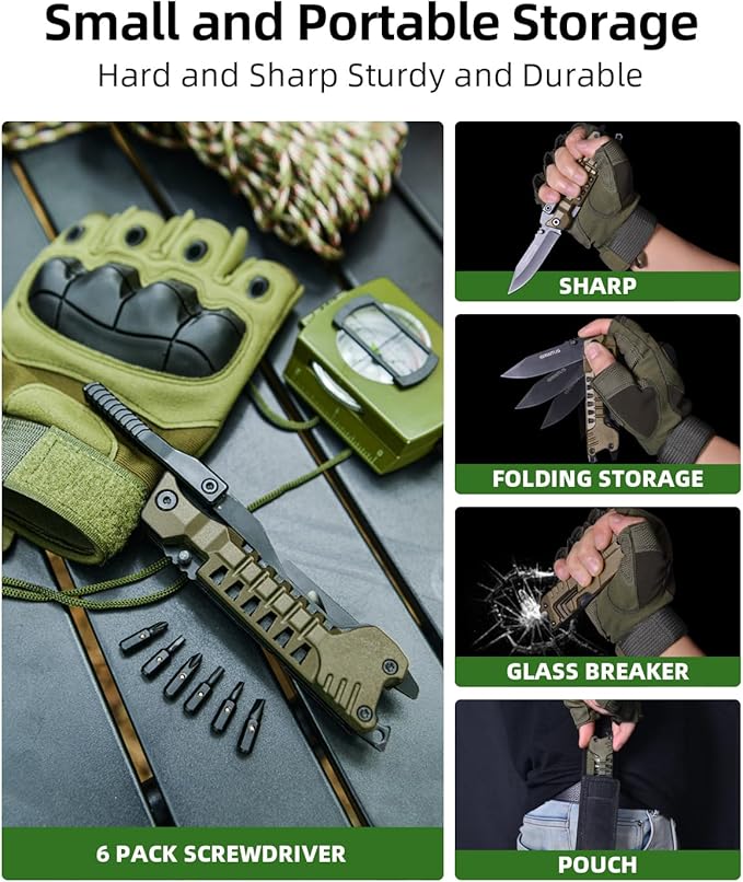 Multitool Knife, 17 in 1 Pocket Knife with Screwdriver, Fire Starter Sticks, Bottle Opener, Saw