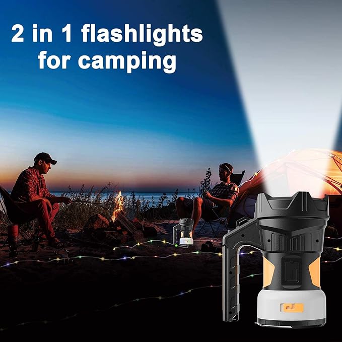Camping Lantern Rechargeable, LED Flashlight Spotlight Lantern, Waterproof Lantern Flashlight for