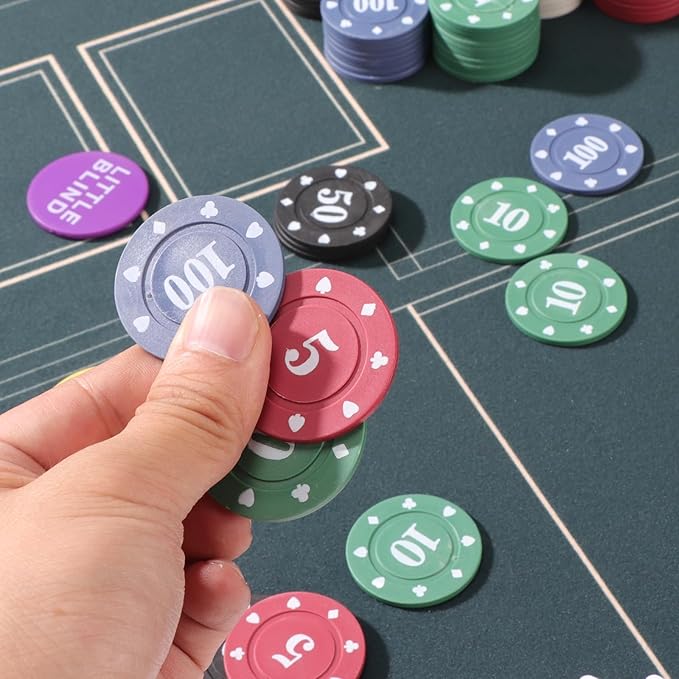 400Pcs Denomination Poker Chips Set,Lightweight Plastic Poker Chip with Numbered Value,Mini Trave