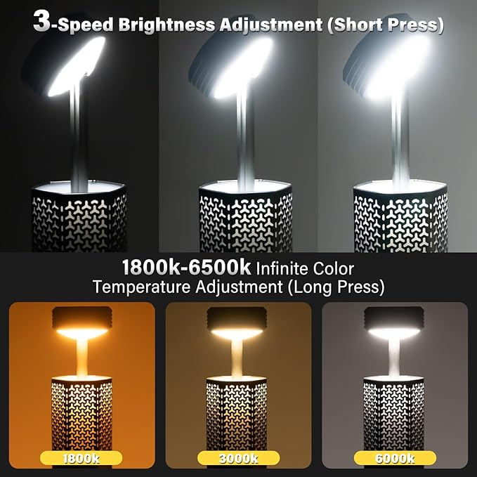 Telescopic Camping Light - 10500mAh Rechargeable Camping Lantern with Storage Bag, Dimmable