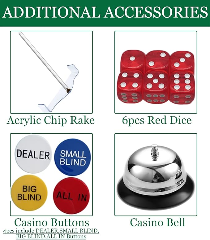 Super Casino Game Set: 6 Deck Shuffler+360pcs Chips+8 Poker Cards+Card Shoe+Chip