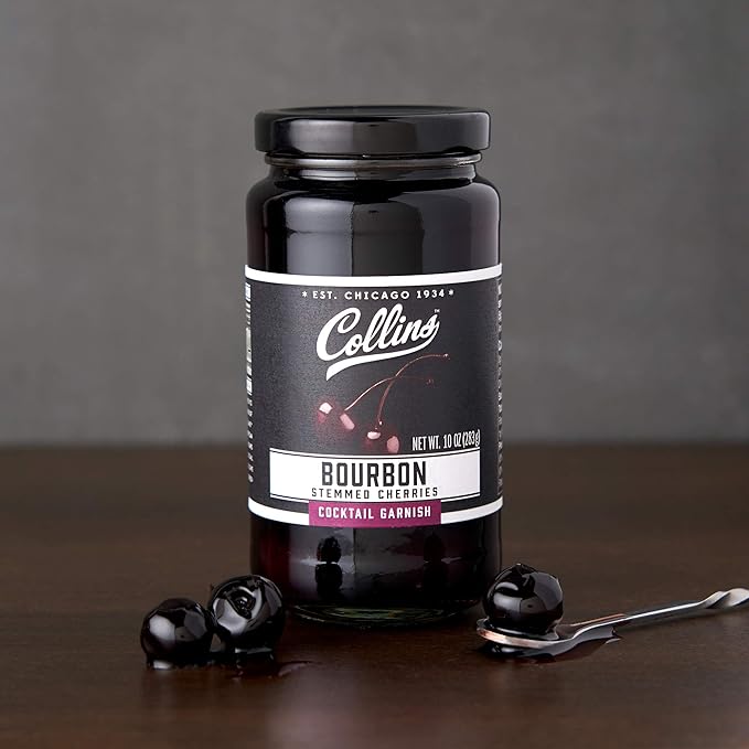 Collins Bourbon Cocktail Cherries - Drinks Garnish for Manhattan or Old Fashioned Cocktails and