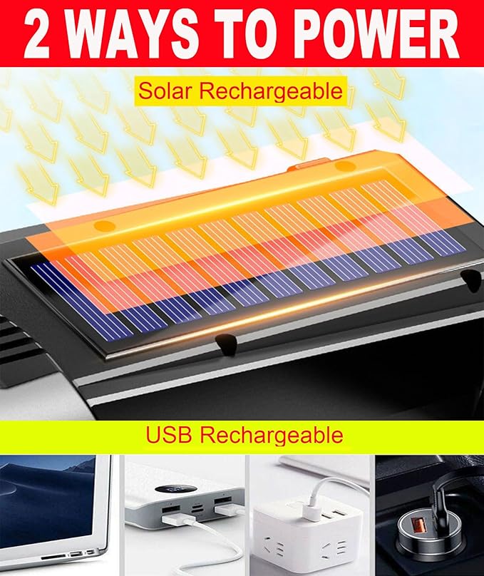 LED Searchlight LED Lantern, Solar Rechargeable Super Bright 10000LM Handheld LEDs Spotlight