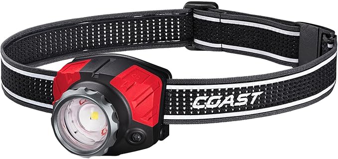 Coast® FL85R 1000 Lumen Tri-Color (White/Red/Green) Focusing Rechargeable LED Headlamp, Built-in