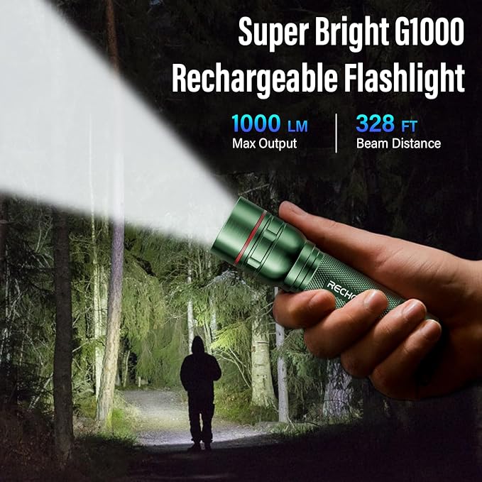 Rechargeable Flashlights High Lumens, G1000 Super Bright Flash Light 2 Pack, Small Zoomable LED