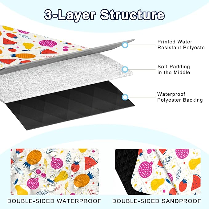 Poedist Extra Large Picnic Blanket Waterproof,80"x 80"Foldable Machine Washable Beach