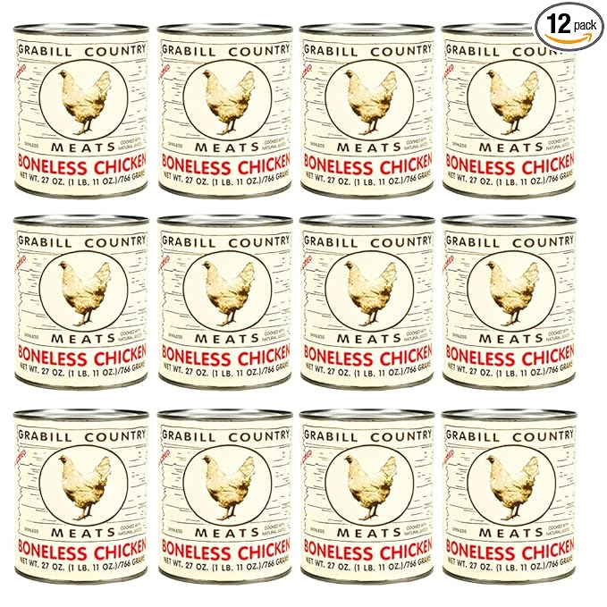 Grabill Country Meats Canned Boneless Chicken ??27 oz Cans, Pack of 12 | Premium All-Natural White