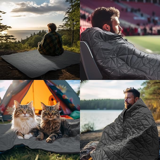 Outdoor Waterproof Blanket, Foldable Fleece Stadium Blanket for Outdoor Sports Event, Camping, Car