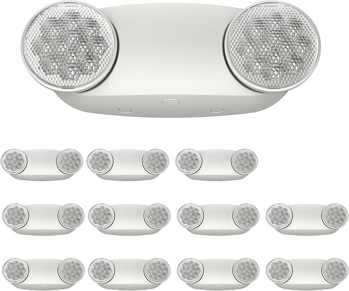 SPECTSUN 12 Pack LED Emergency Lighting Fixture with Battery Backup and Bug Eye Heads-US Standard