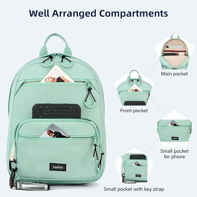 Carry On Travel Backpack For Men Women, 13 Inch Small Mini Work Bag Personal Item Backpacks