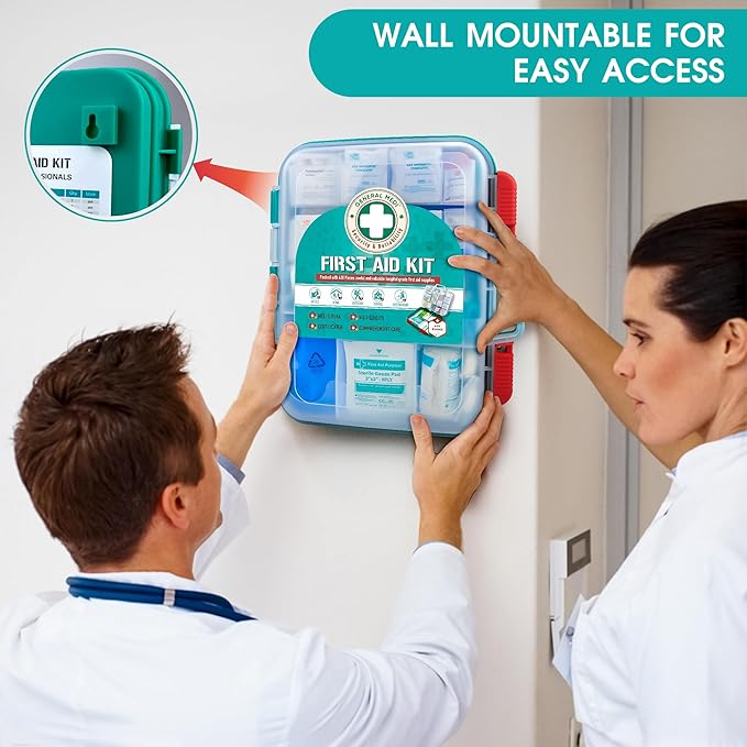 General Medi 420 Pieces Professional First Aid Kit - HardCase First Aid Box - Contains Premium