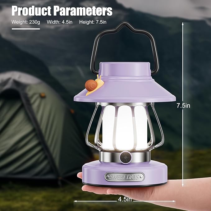 V.C Formark Kids Camping Lantern Emergency Light for Kids, Toddler Night Light with Snail Design