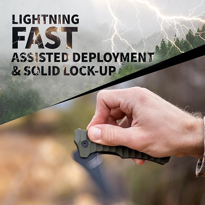 Off-Grid Knives - Rapid Fire Ranger, Camping & Hunting Knife, Cryo D2 Blade Steel with Olive Drab
